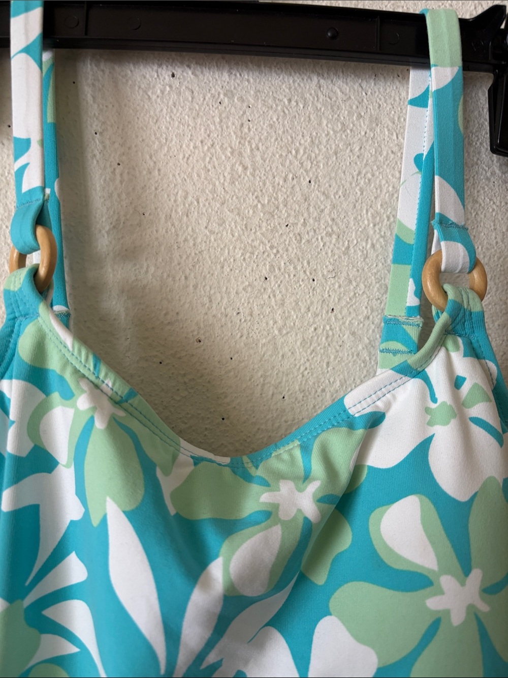 Jantzen Aqua and Light Green Floral One-Piece Swimsuit - Picture 3 of 10